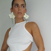 The White Flower Stem Earrings - BERNA PECI JEWELRY