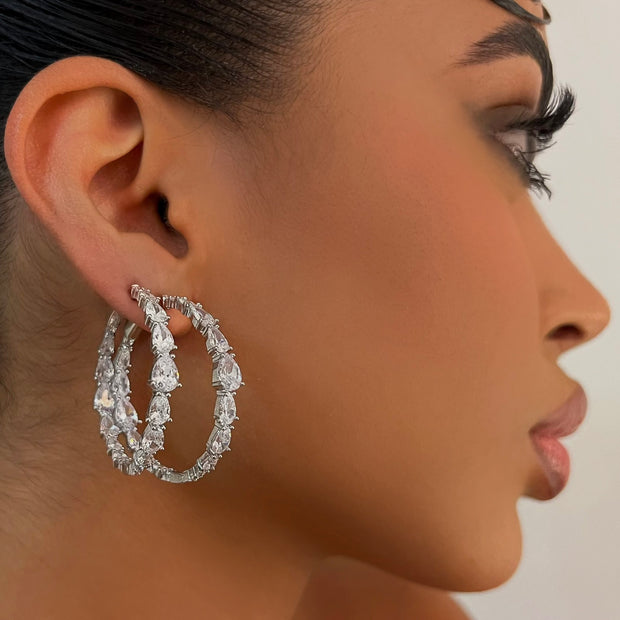 The 925 Crystal Pear Hoops - BERNA PECI JEWELRY