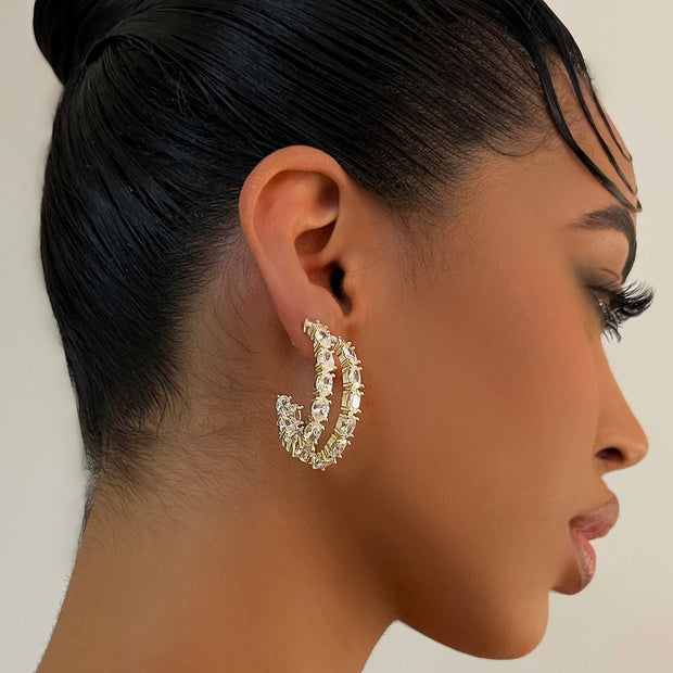 The 925 Half Crystal Hoop - BERNA PECI JEWELRY