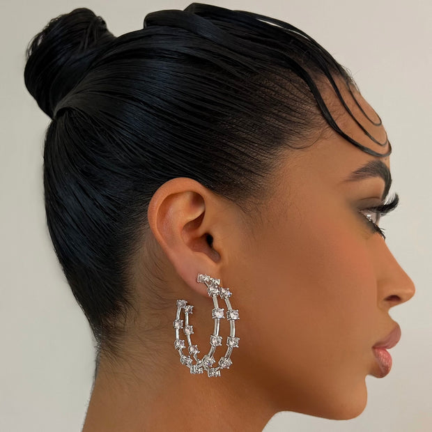 The 925 Silver Crystal Beaded Hoops - BERNA PECI JEWELRY