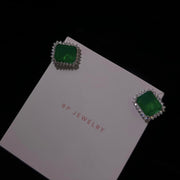 Left Emerald Square Stud - BERNA PECI JEWELRY