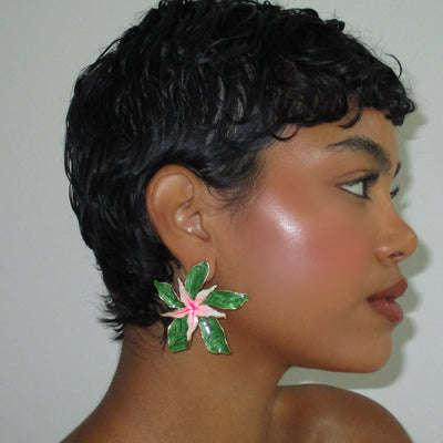 The Tropical Pink Flower Stud - BERNA PECI JEWELRY