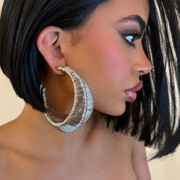 The Large Chrome Woven Hoops - BERNA PECI JEWELRY