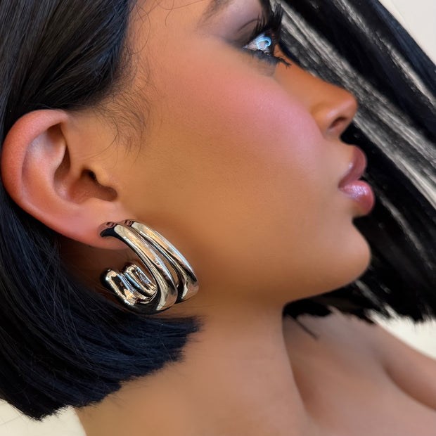 The Chrome Pin Hoops - BERNA PECI JEWELRY