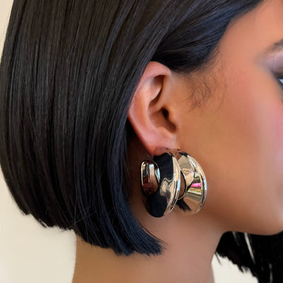 The Chrome Chunky Hoops - BERNA PECI JEWELRY