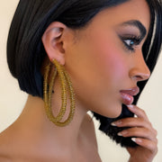 The Large Brown Beaded Hoops - BERNA PECI JEWELRY