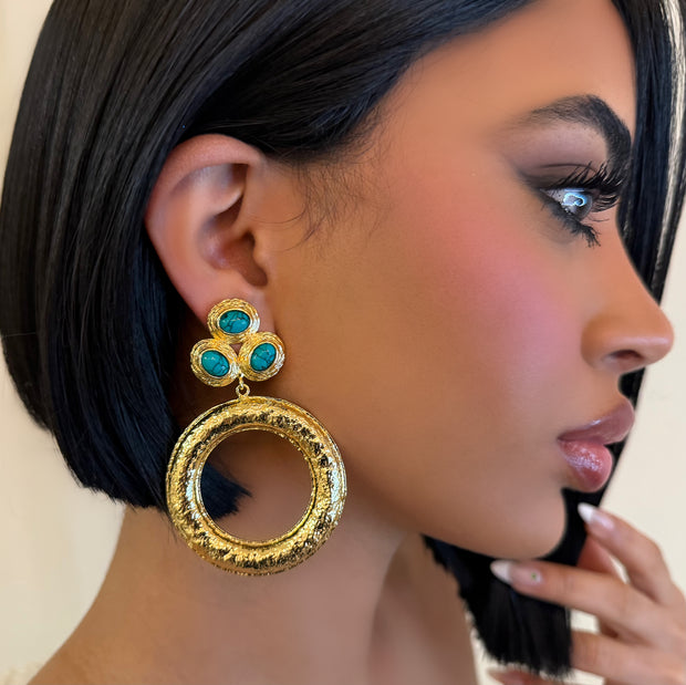 The Gold Turquoise Hoop - BERNA PECI JEWELRY